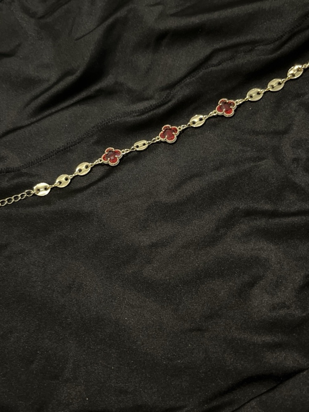 18K Gold filled Floral Link Bracelet in Gold & Red NWT